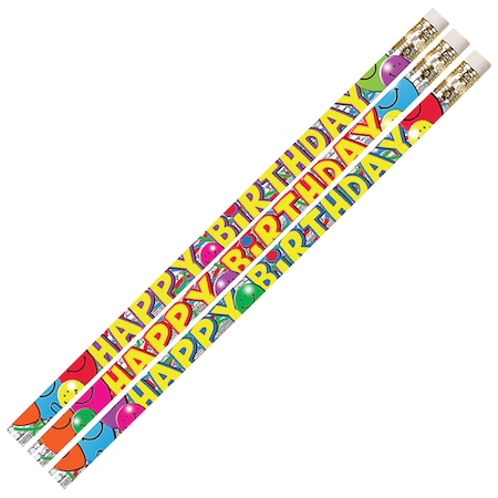 Musgrave Pencil Co Birthday Bash Motivational/Fun Pencils, 12 Per Pack, PK12 2214D
